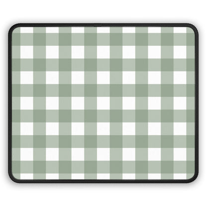 Sage Gingham mouse mat with a green and white check pattern