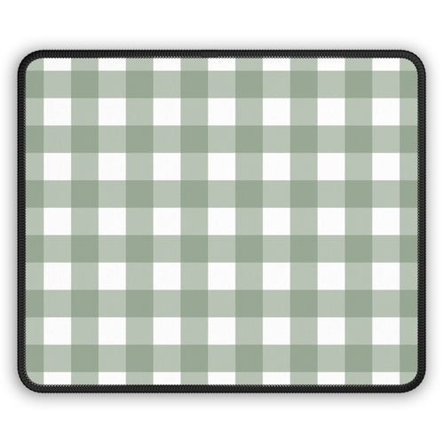Sage Gingham mouse mat with a green and white check pattern