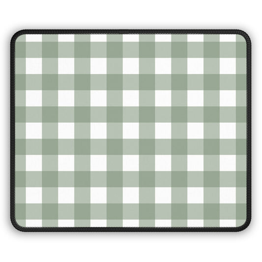 Sage Gingham mouse mat with a green and white check pattern