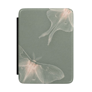 Sage Luna Moth Kindle case front cover with pale luna moths