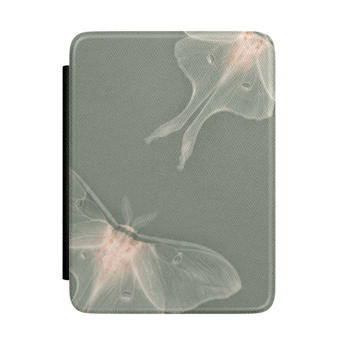Sage Luna Moth Kindle case front cover with pale luna moths