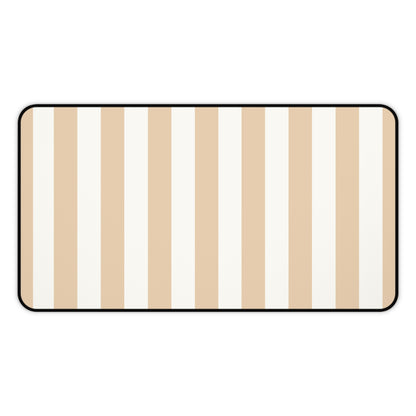 Sand cabana stripe desk mat in the 12 by 22 inch size laid flat