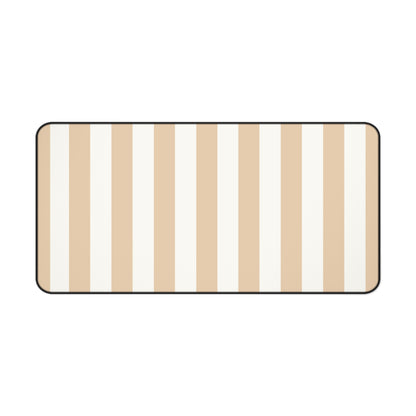 Sand cabana stripe desk mat in the 16 by 32 inch size laid flat