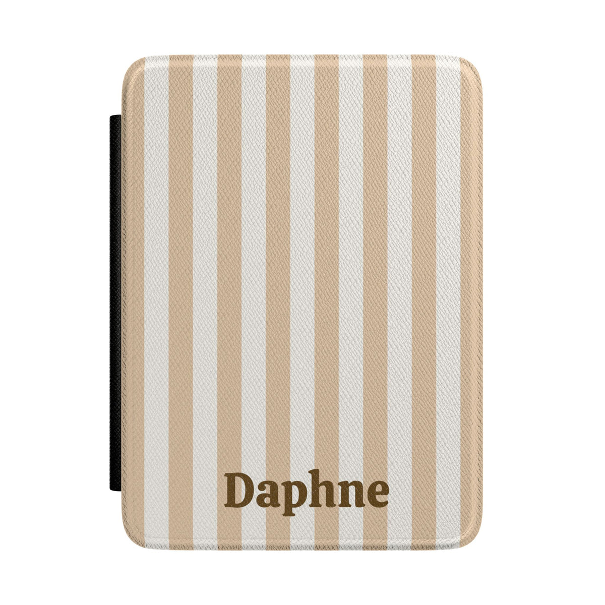 Sand and cream cabana stripe Kindle case personalised with a name
