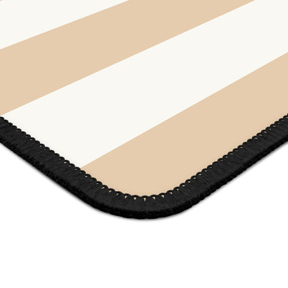 Close-up of the stitched edge of the sand cabana stripe mouse mat