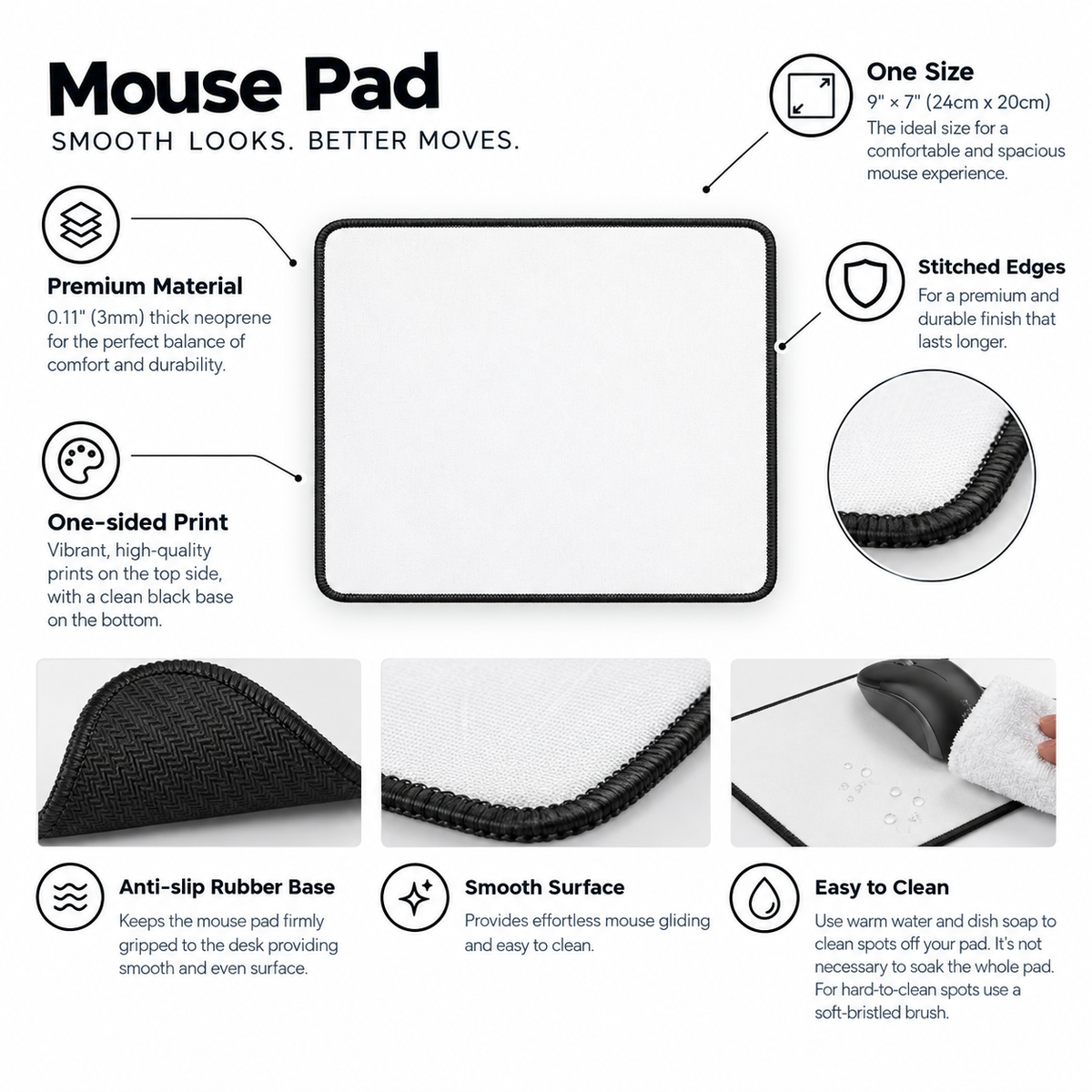 Mouse mat size and compatibility information card