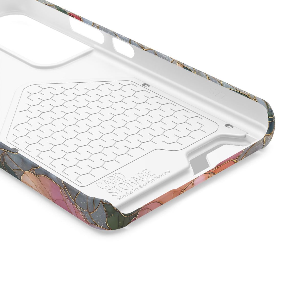 Stained Glass Peony card holder phone case inside of the shell