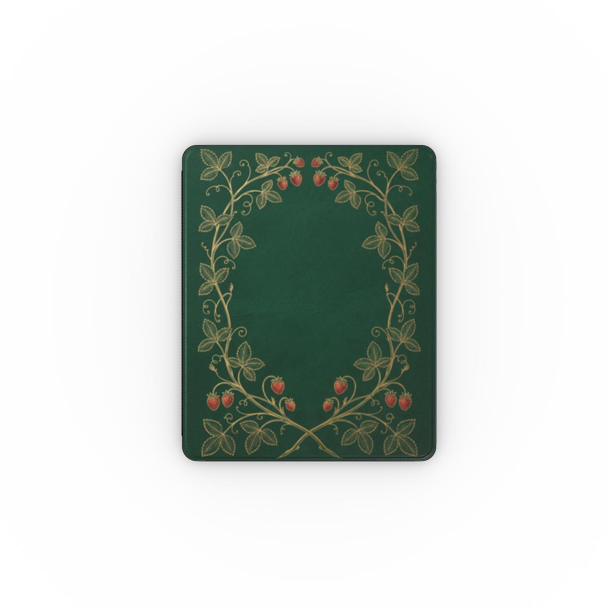 Strawberry Vine iPad case cover with gold strawberry wreath