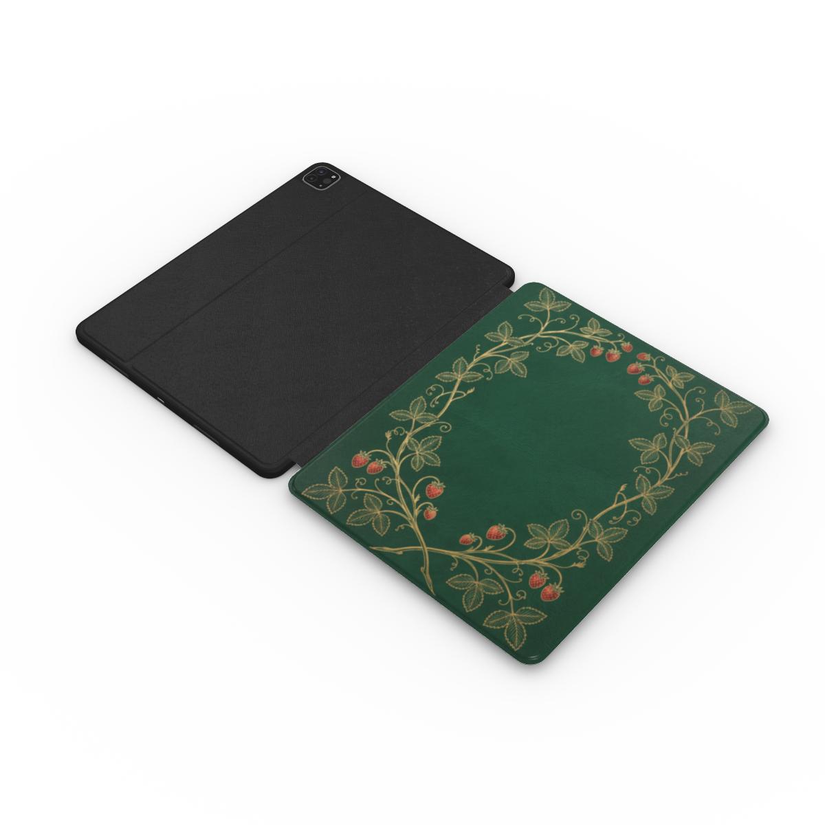 Strawberry Vine iPad case open flat