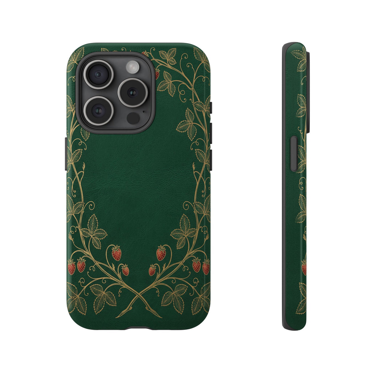 Strawberry Vine tough phone case back and side view