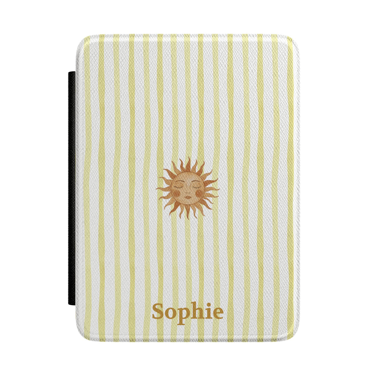 Sunny Striped Kindle case front with personalized name