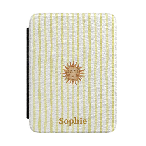 Sunny Striped Kindle case front with personalized name