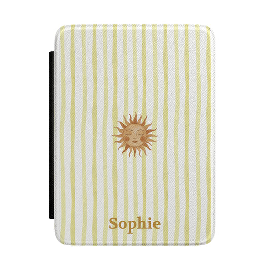 Sunny Striped Kindle case front with personalized name