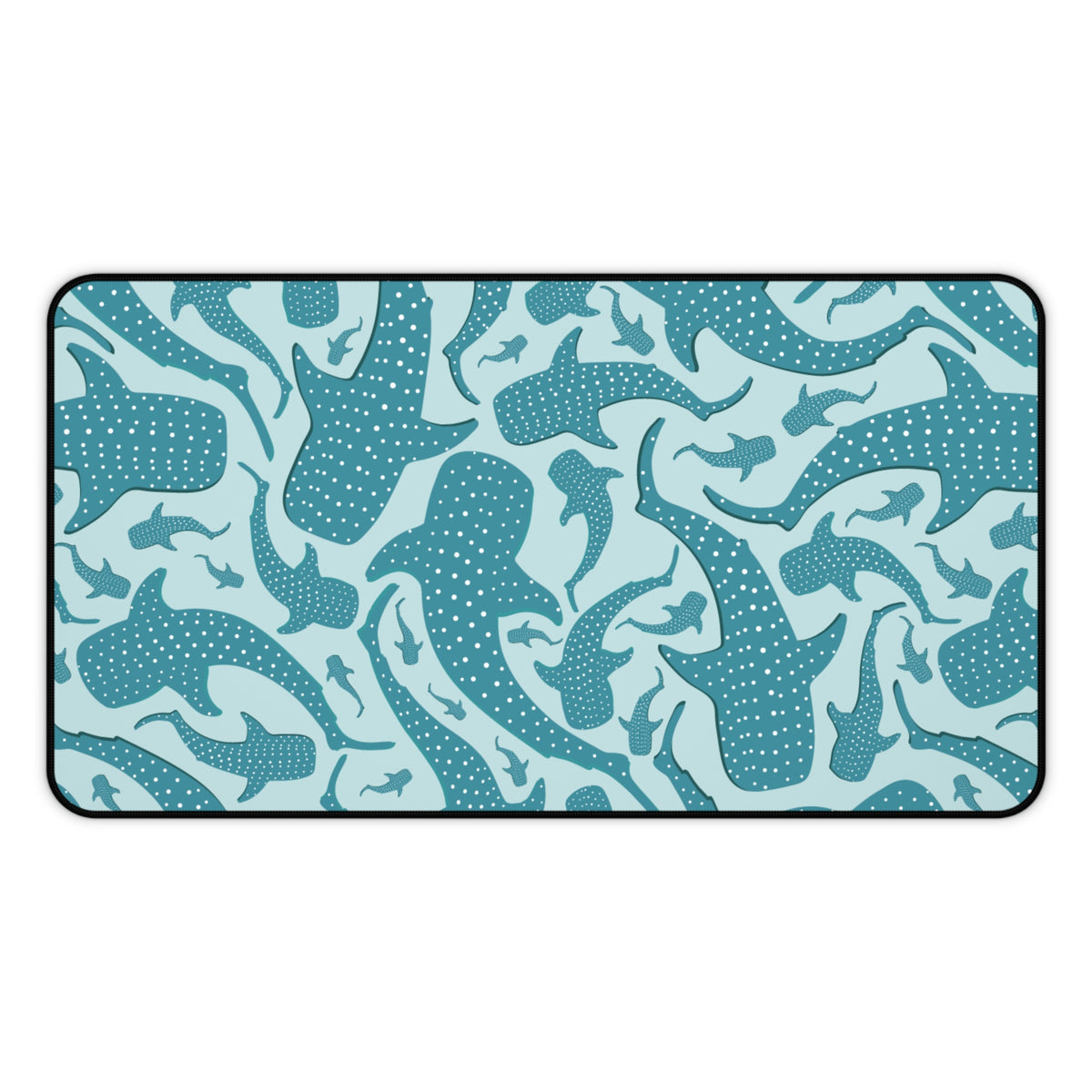 Teal Whale Shark desk mat in the 12 x 22 inch size