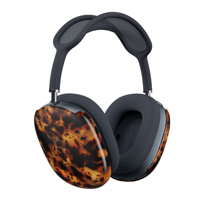 Tortoiseshell AirPods Max case, close-up of the amber tortoiseshell print