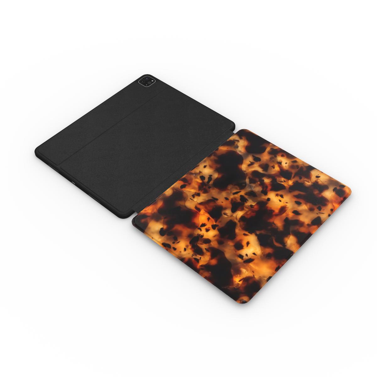 Tortoiseshell iPad case, warm amber and espresso tones