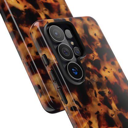 Tortoiseshell tough phone case, side view of the tortoiseshell print