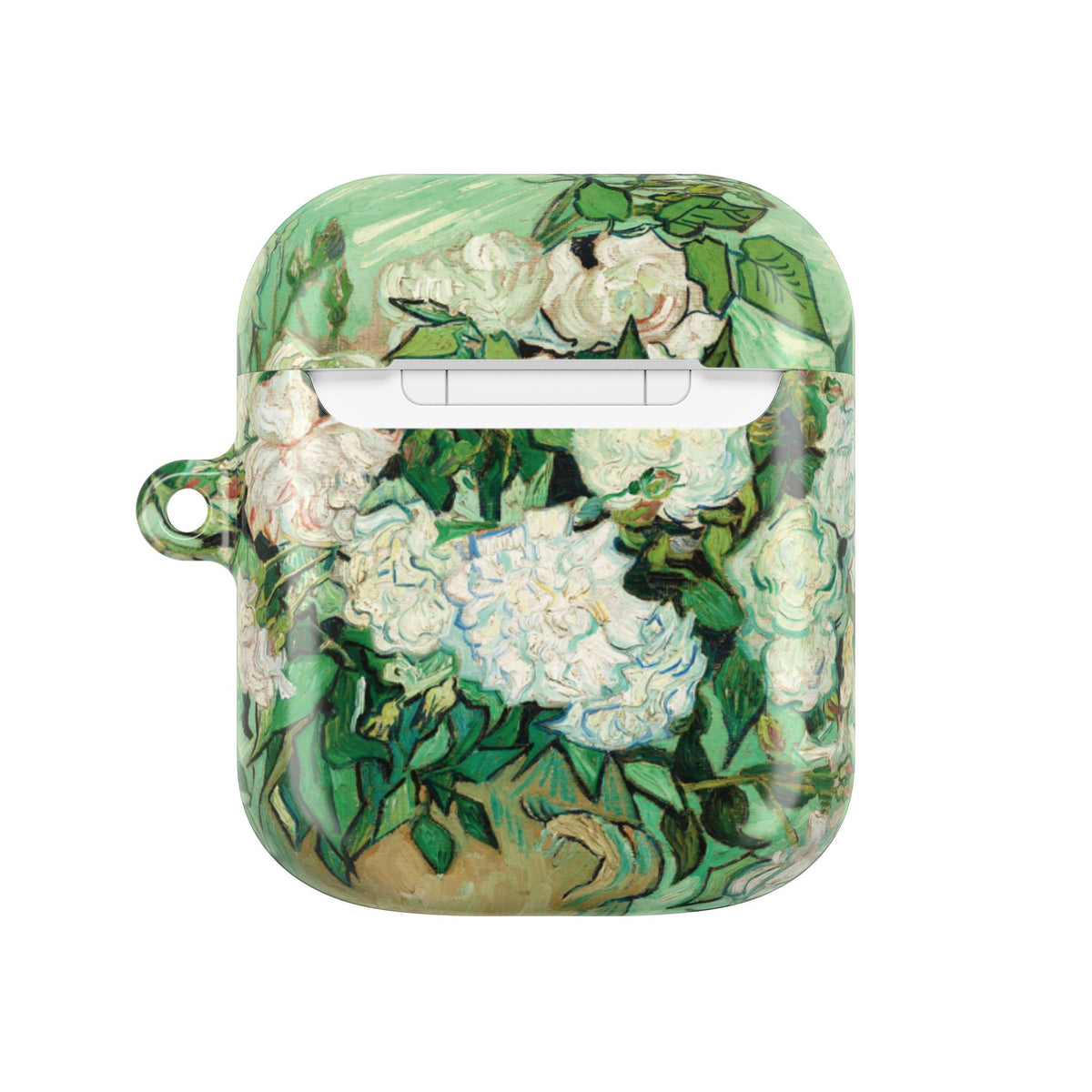 Van Gogh Roses AirPods case closed, top view of the lid