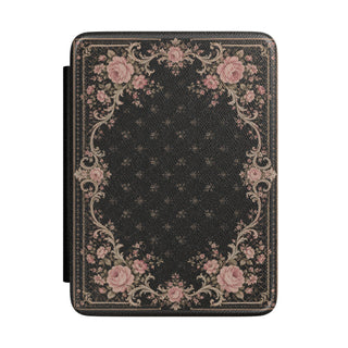 Victorian Rose Kindle case front cover with pink roses on black