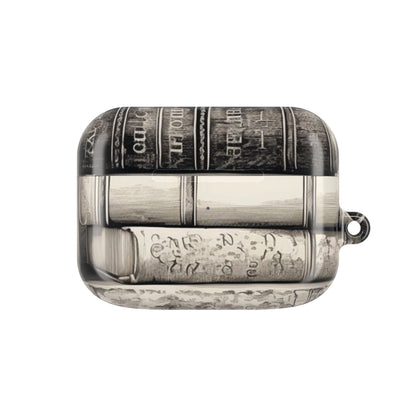 Side of the Vintage Books AirPods case with the carabiner clip