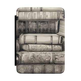 Vintage Books Kindle case with an antique book print in sepia