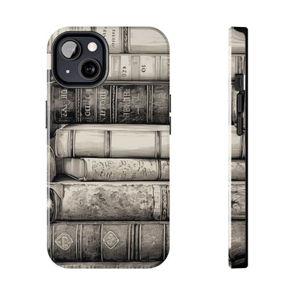 Back and side of the Vintage Books tough phone case
