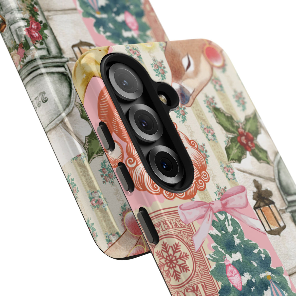 Vintage Christmas tough phone case camera cutout close-up