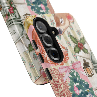 Vintage Christmas tough phone case camera cutout close-up