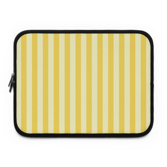 Yellow Cabana Stripe laptop sleeve printed front